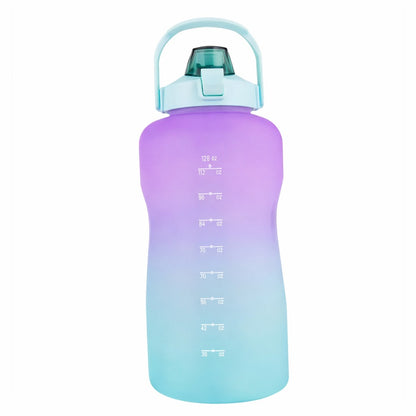 Termo de Plástico Deportivo Verde/Morado 3.7 Lt con Asa y Popote