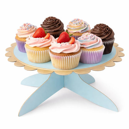 Stand para Cupcakes o Pastel color Azul/ Dorado - 1 Nivel