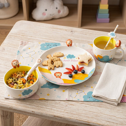 Vajilla Sweet Dream Lion Infantil Set Individual - Cerámica Multicolor 3 piezas