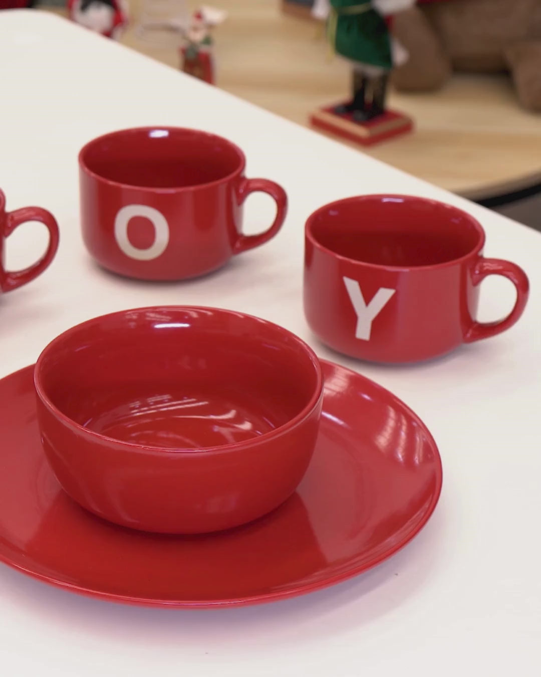 Vajilla Joy Navidad Set Individual - Cerámica Roja 7 piezas