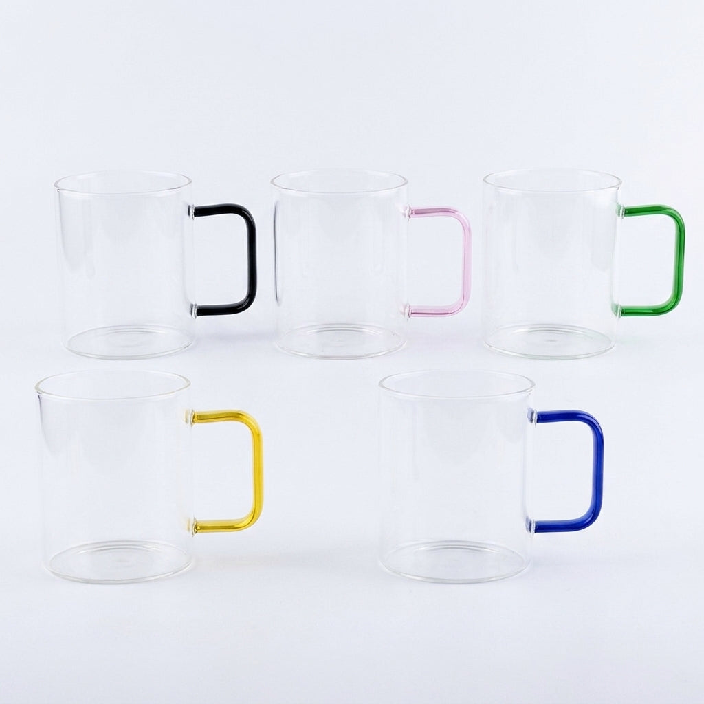 Taza Transparente con Asa de Color 400 ml - Varios Colores